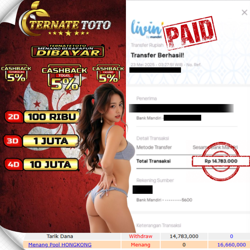 TERNATETOTO - MENANG HONGKONG POOLS Rp.14,000,000